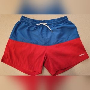 Chubbies Red Blue Colorblock Lined Swim Trunks Shorts Color ChangIng Medium USA
